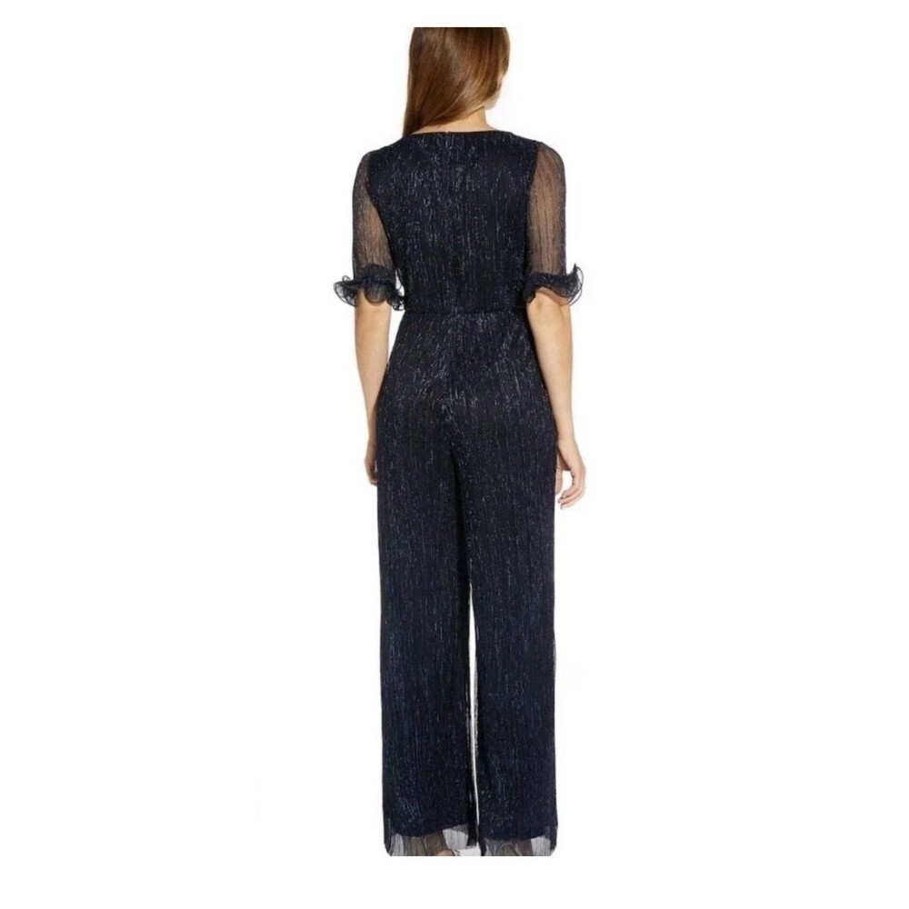 Adrianna Papell Navy Jumpsuit Sz 10 - Picture 2 of 16